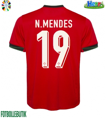 Portugal Nuno Mendes #19 Hemmatröja EM 2024 Kortärmad